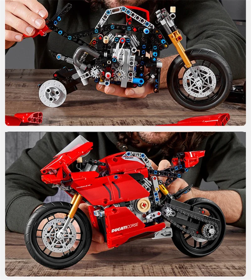 Constrói uma Moto Ducati MOC - Blocos de Construção, Montagem Difícil, Desafio de Montagem Constrói uma Moto Ducati MOC - Blocos de Construção, Montagem Difícil, Desafio de Montagem